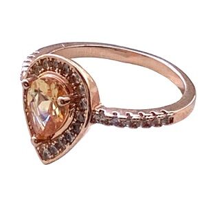 Rose Gold Tear Drop Pear Morganite Topaz Costume Jewelry Woman’s Ring